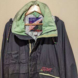 Vintage APS CB Sports Men's Ski Jacket – Retro 80s/90s Style, Large, Black/Green